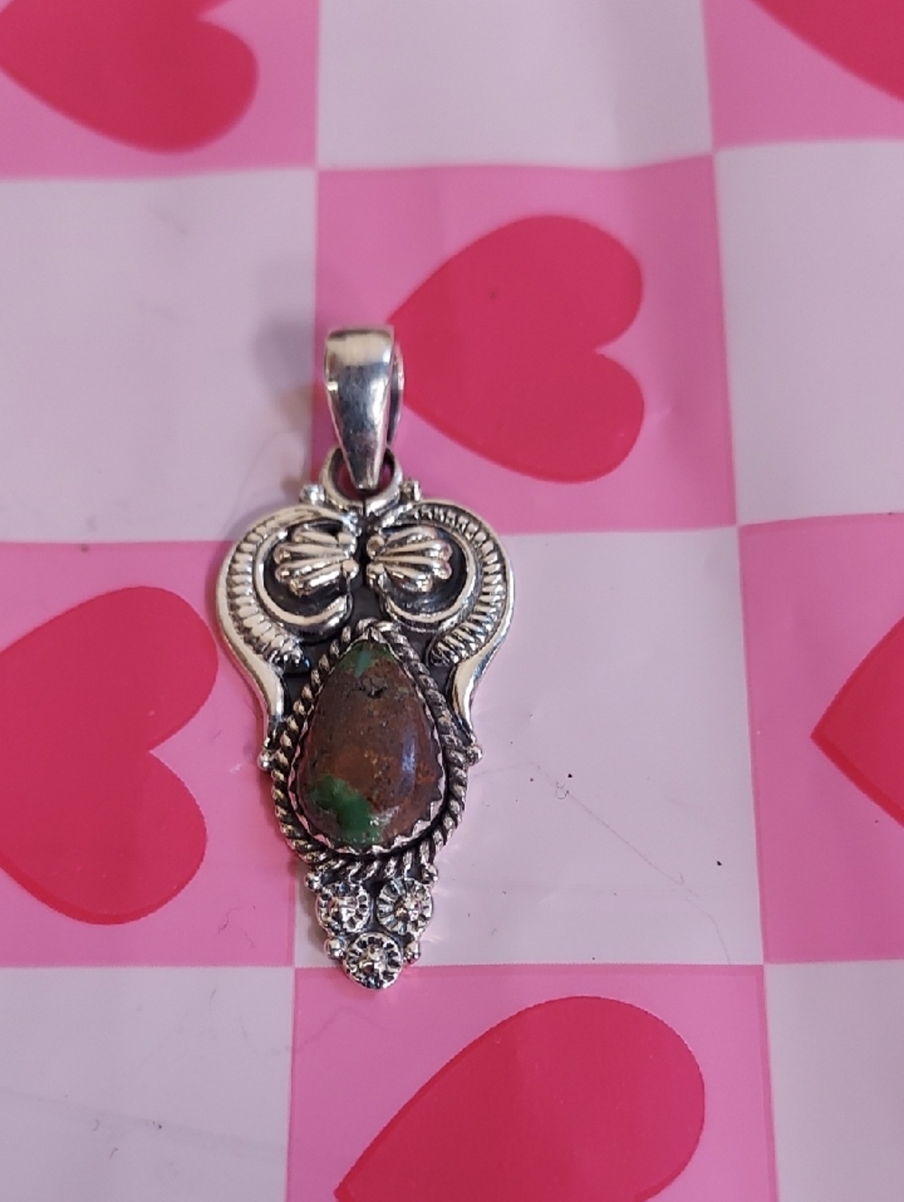 Sterling Silver Teardrop Royston Stone Pendant -